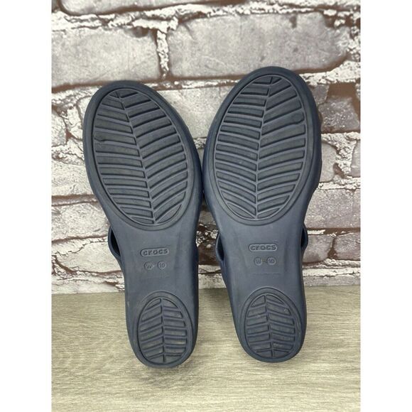 Crocs KELLI Iconic Comfort Navy Blue Slip On Slides Sandals Women Sz 10M US/41EU - Picture 8 of 16